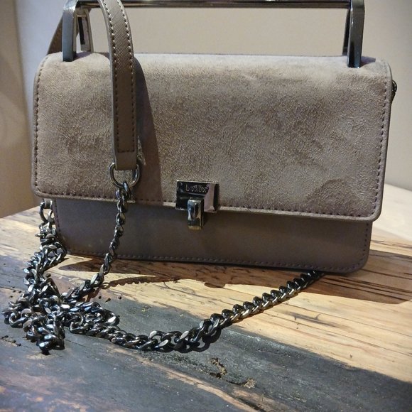 BOTKIER LENNOX Saffiano leather suede gunmetal crossbody bag chic - Picture 7 of 10